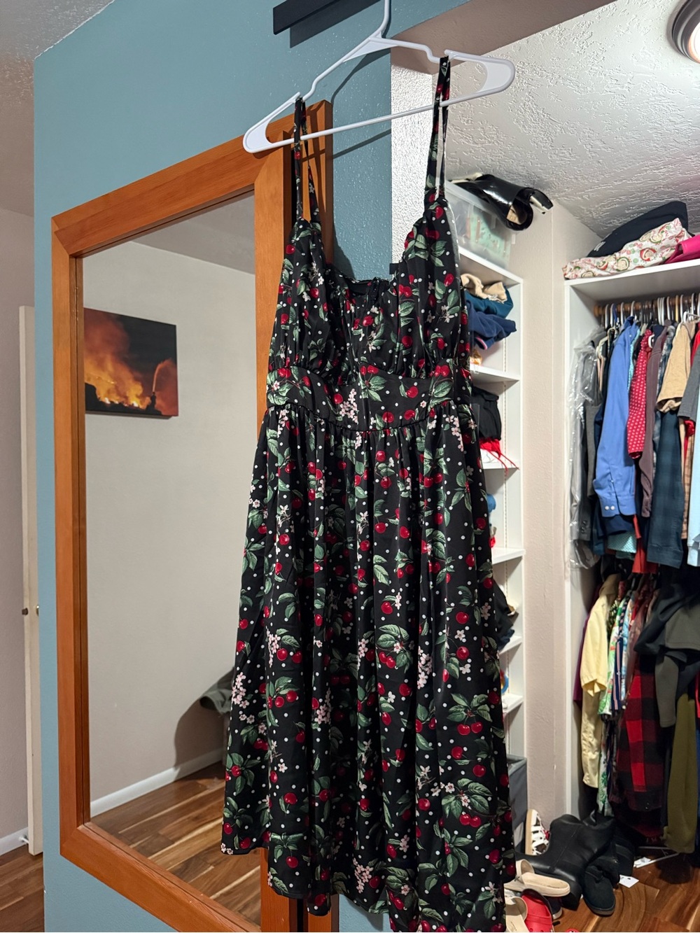 Torrid Black Cherry Print Sundress with Spaghetti Straps